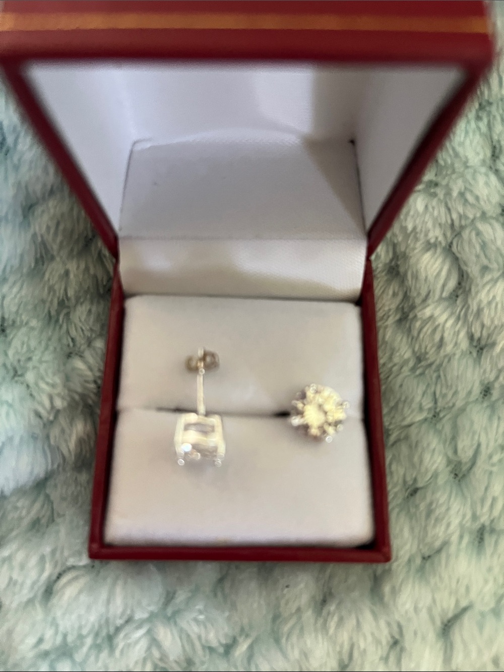 Silver-Tone Cubic Zirconia Floral Stud Earrings - Picture 2 of 2